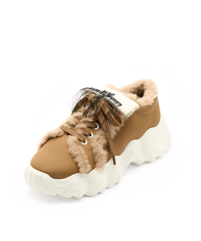 Fur-Trimmed Chunky Sneakers