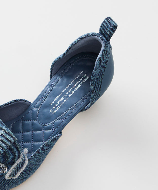 Lace-Up Denim Pumps - Indigo