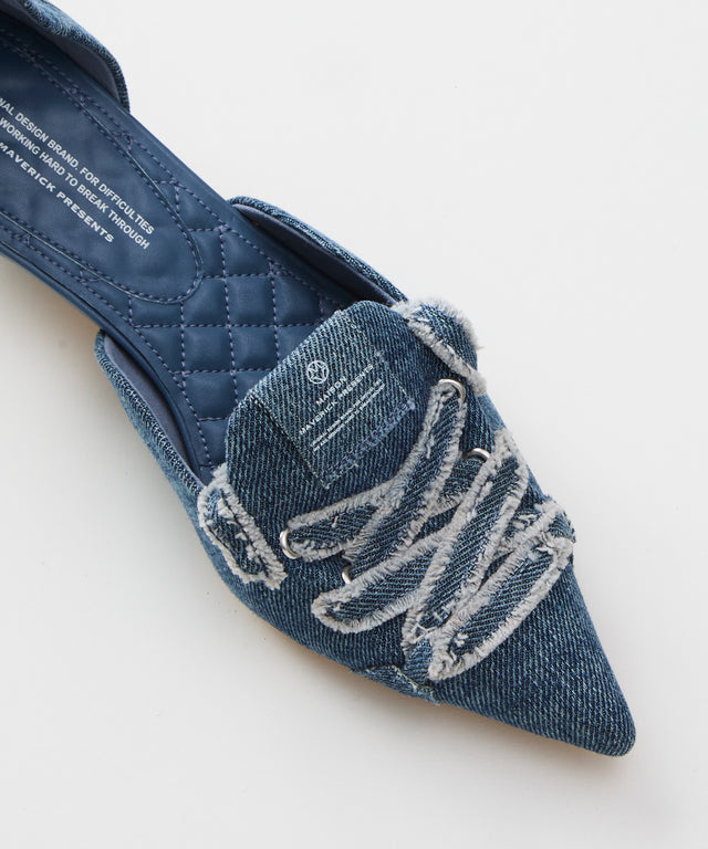 Lace-Up Denim Pumps - Indigo
