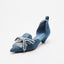 Lace-Up Denim Pumps - Indigo