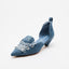 Lace-Up Denim Pumps - Indigo