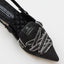 Denim Lace-Up Sneaker Heel - Black