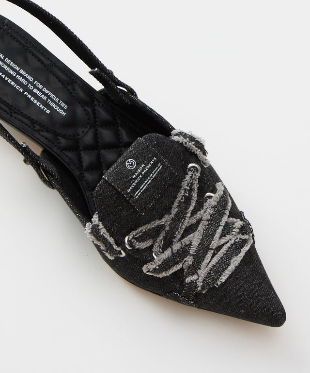 Denim Lace-Up Sneaker Heel