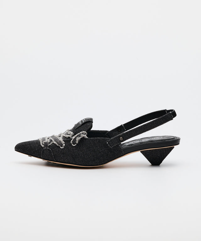 Denim Lace-Up Sneaker Heel