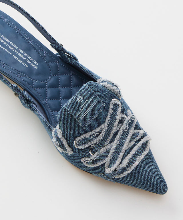 Denim Lace-Up Sneaker Heel - Indigo