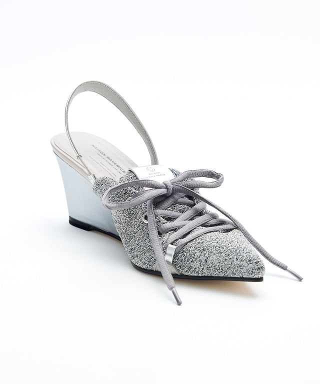 Knit Lace-Up Sneaker Wedges