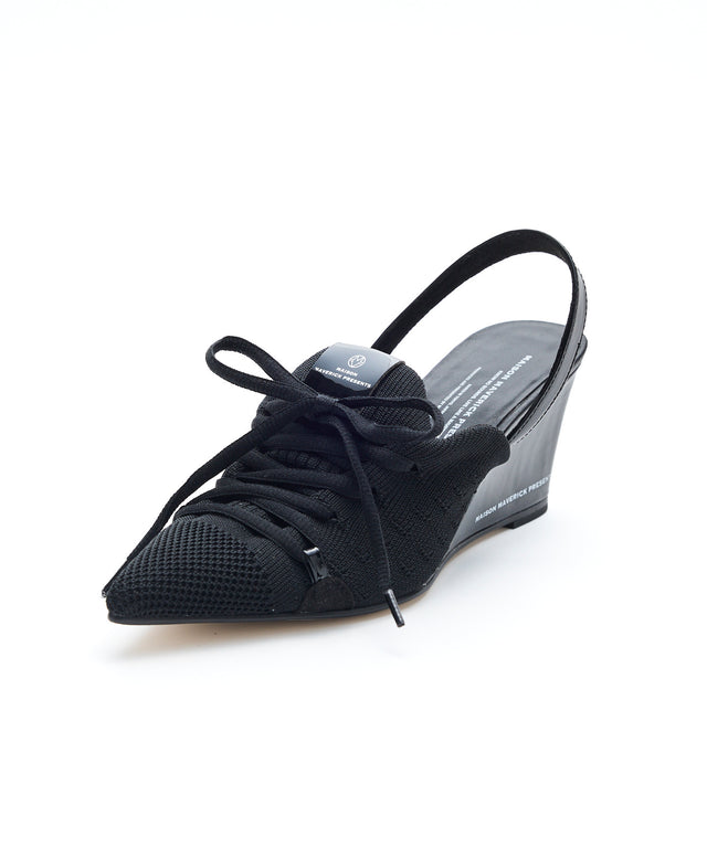 Knit Lace-Up Sneaker Wedges