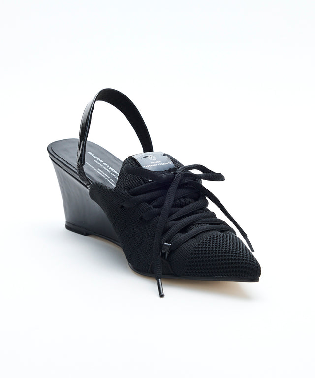 Knit Lace-Up Sneaker Wedges