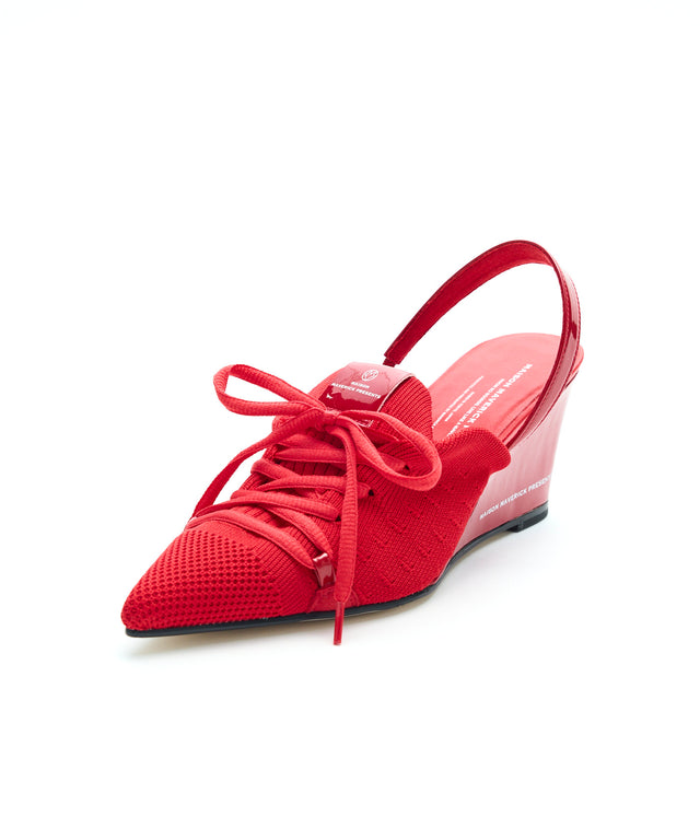 Knit Lace-Up Sneaker Wedges