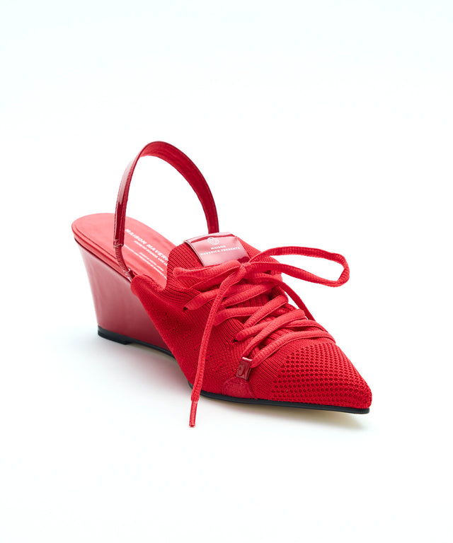 Knit Lace-Up Sneaker Wedges