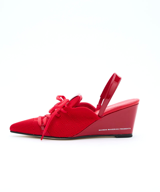 Knit Lace-Up Sneaker Wedges