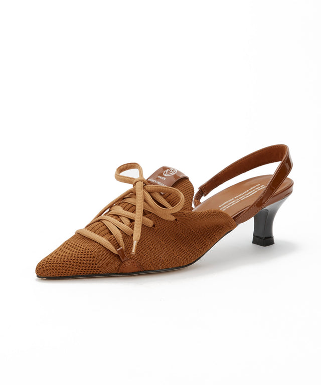 Knit Lace-Up Sneaker Heels