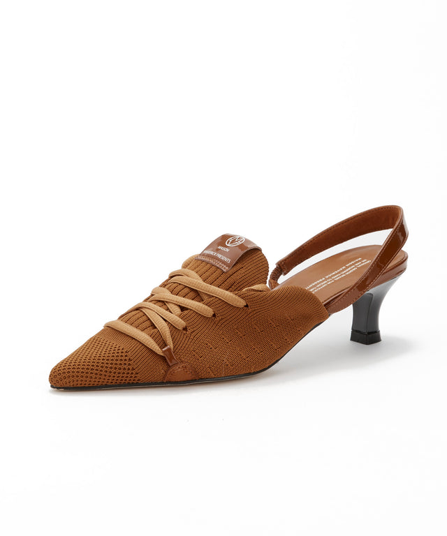 Knit Lace-Up Sneaker Heels