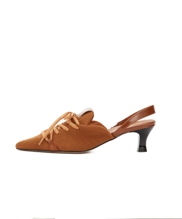Knit Lace-Up Sneaker Heels