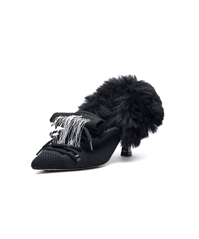 Furry Heel Pumps