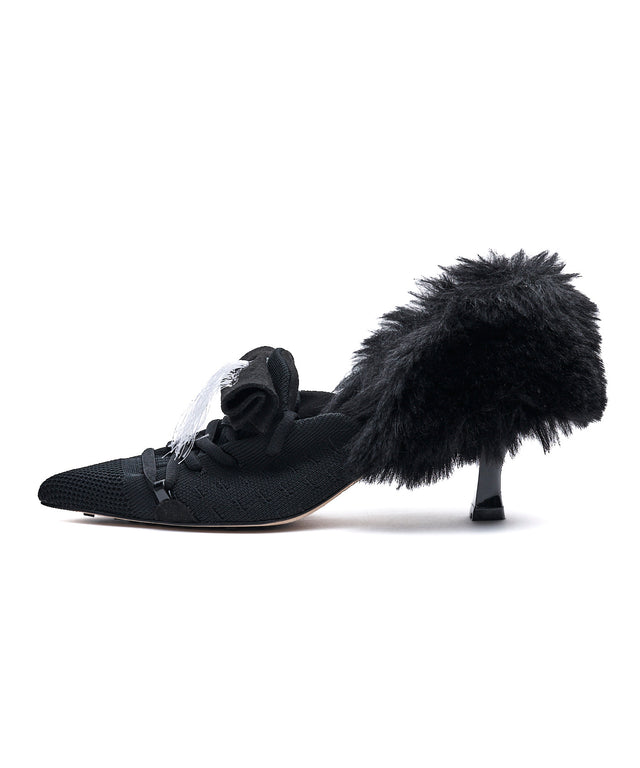 Furry Heel Pumps