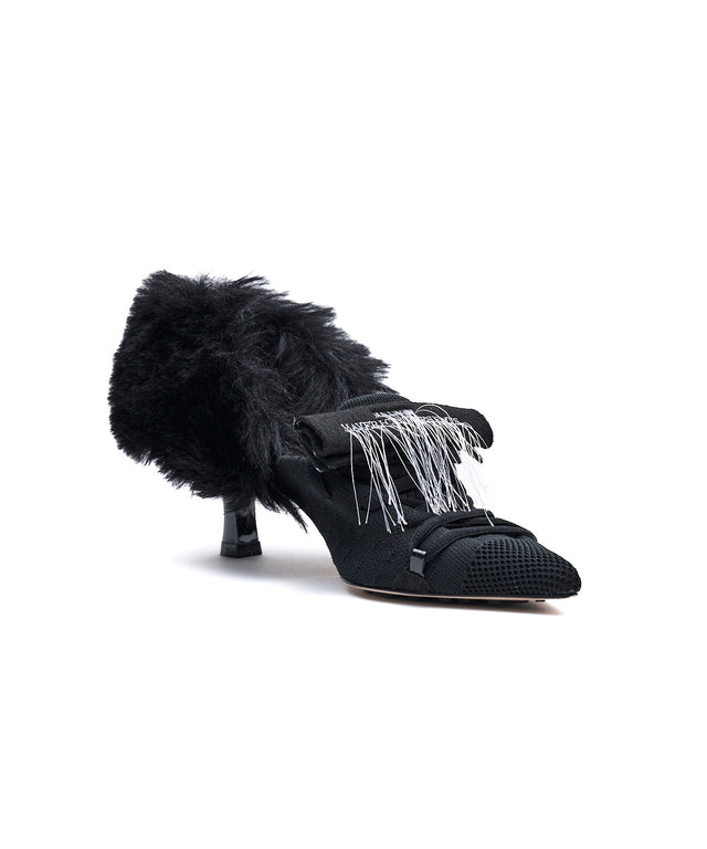 Furry Heel Pumps