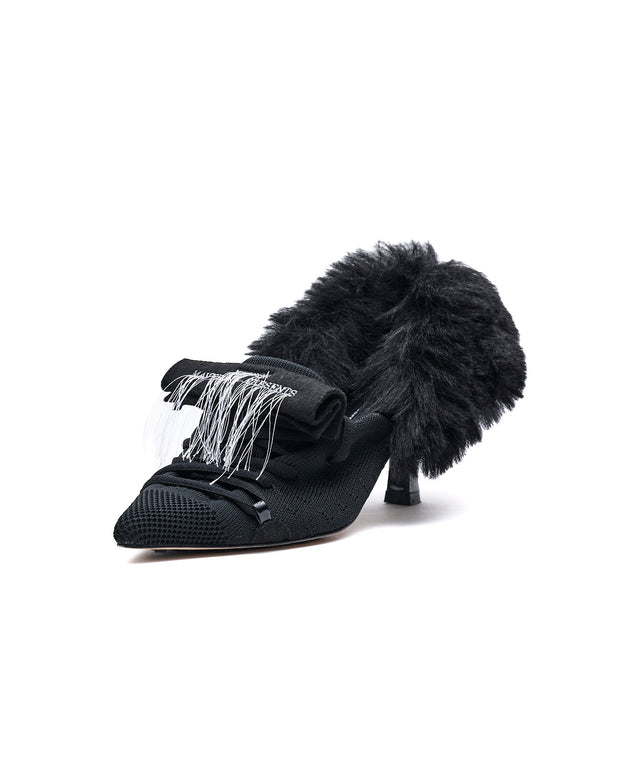Furry Heel Pumps
