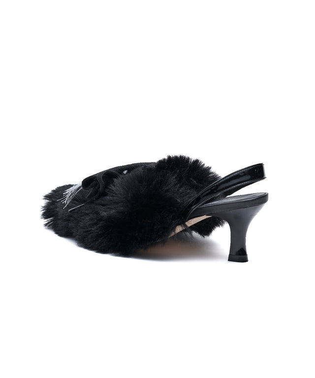 Furry Slingback Pumps