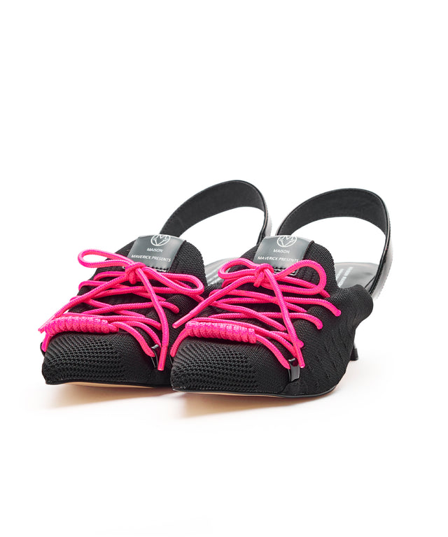 Knit Lace-Up Sneaker Heels