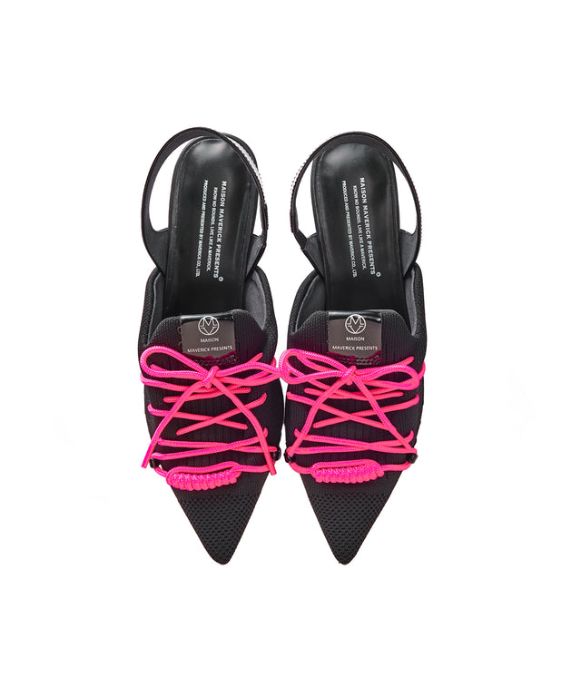 Knit Lace-Up Sneaker Heels