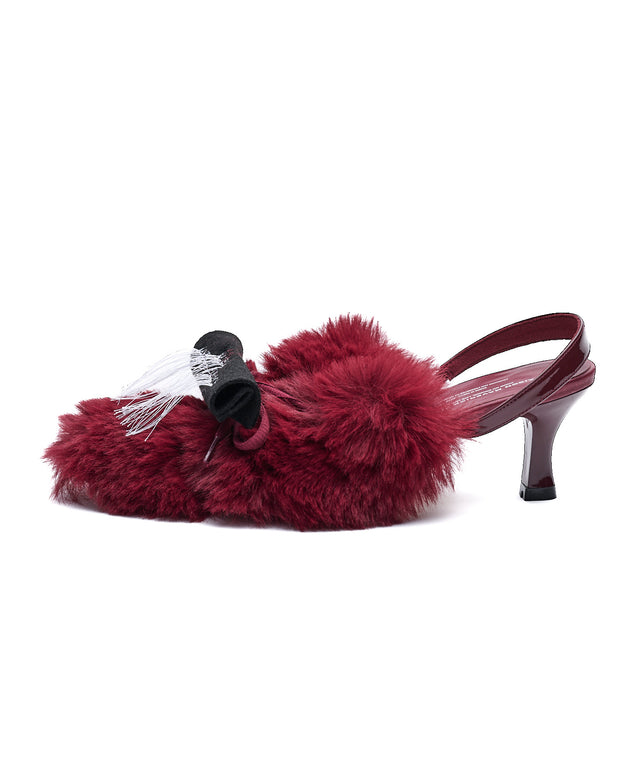 Furry Slingback Pumps