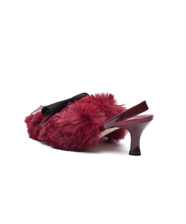 Furry Slingback Pumps
