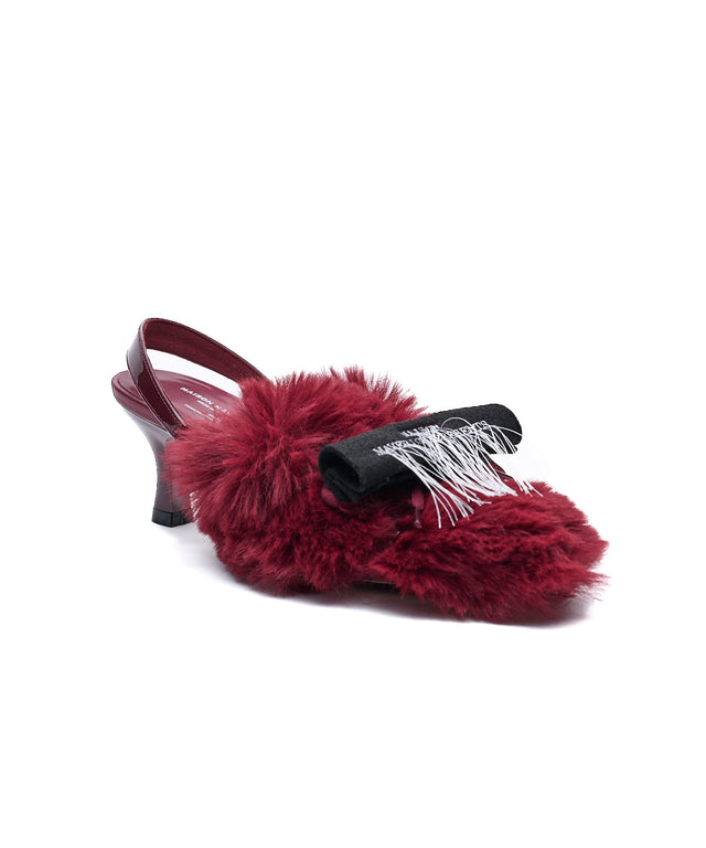 Furry Slingback Pumps