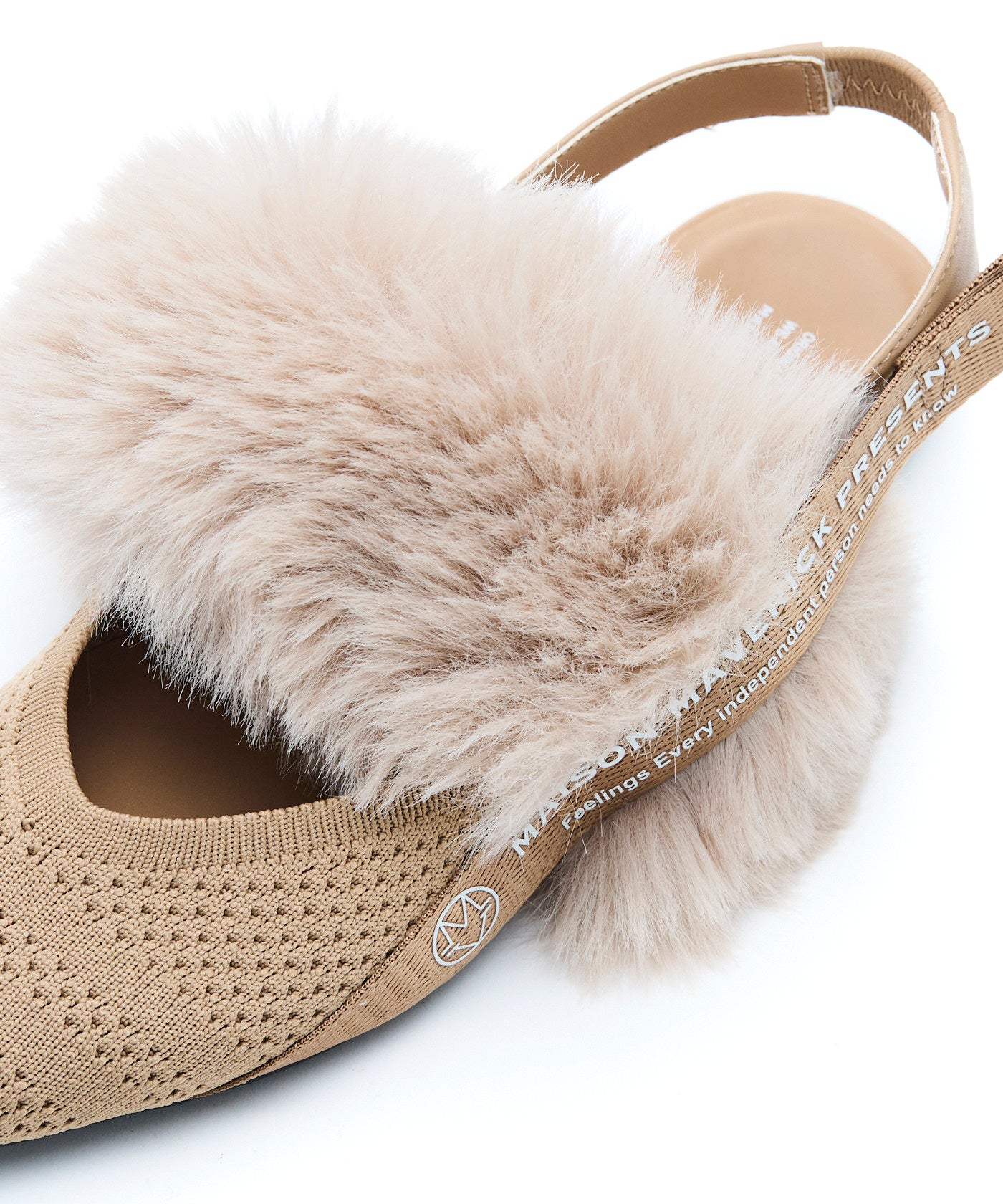 Pointed-Toe Fur Slingback Flats