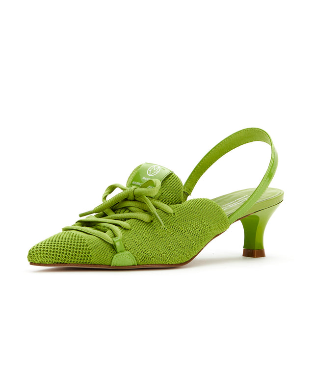 Knit Lace-Up Sneaker Heels