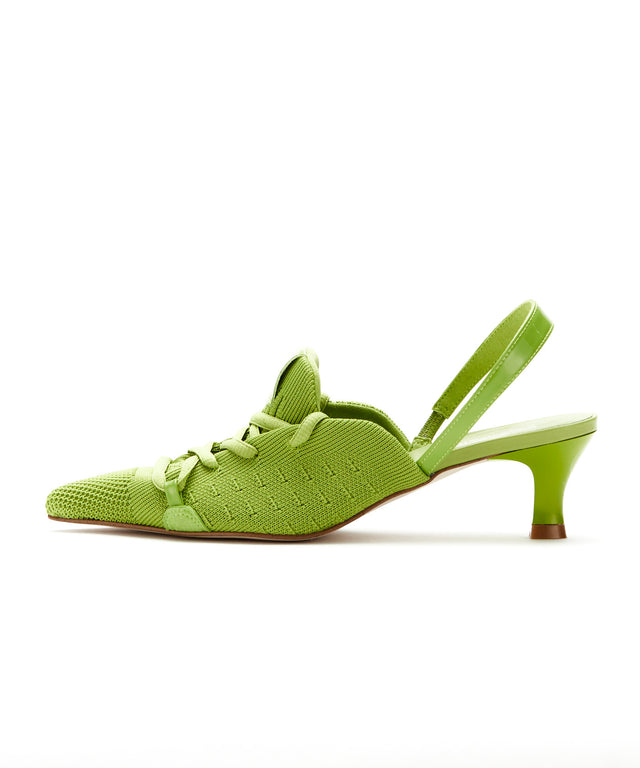 Knit Lace-Up Sneaker Heels