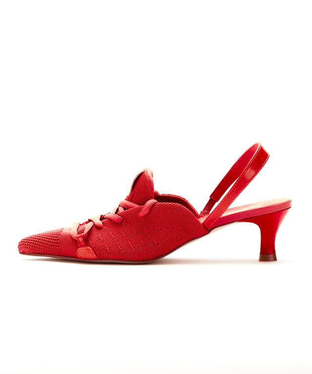 Knit Lace-Up Sneaker Heels