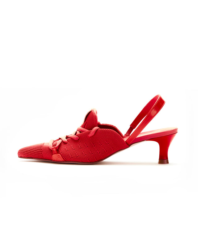 Knit Lace-Up Sneaker Heels