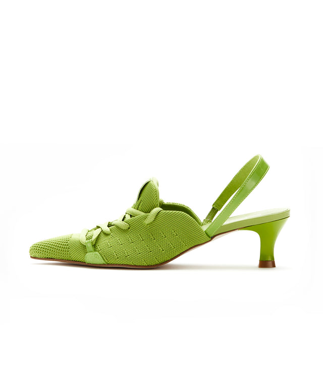 Knit Lace-Up Sneaker Heels