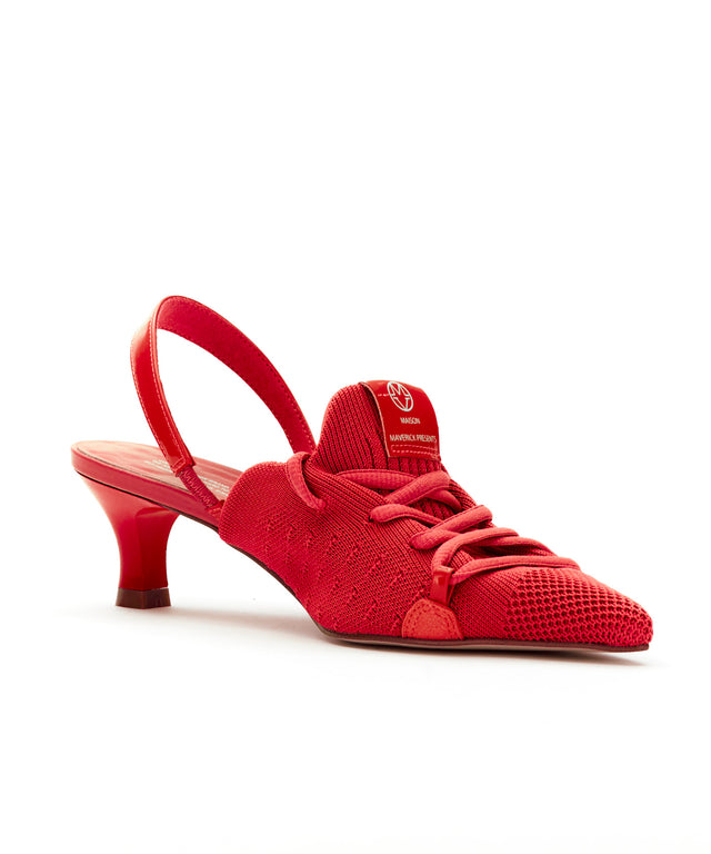 Knit Lace-Up Sneaker Heels