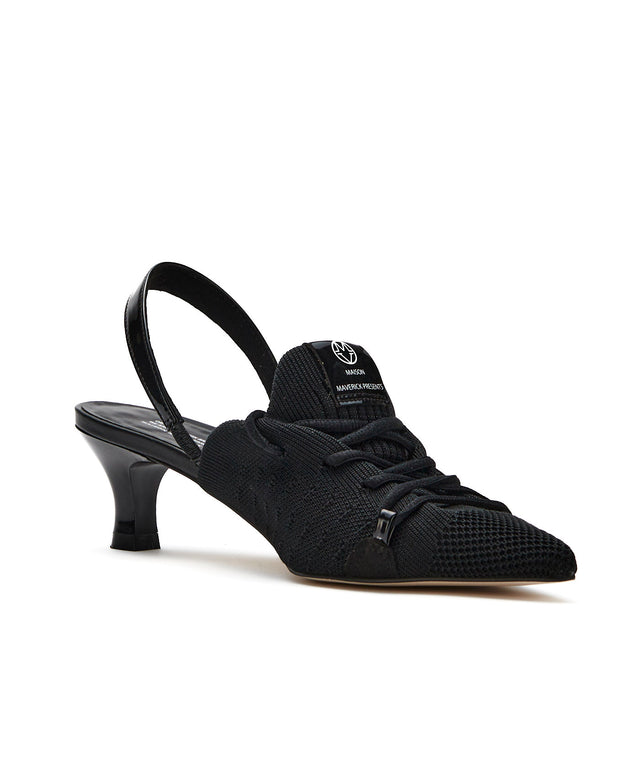 Knit Lace-Up Sneaker Heels