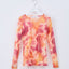 Original Print Mesh Long-Sleeve Top