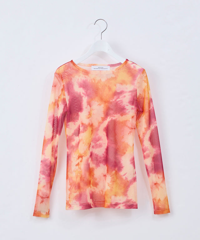 Original Print Mesh Long-Sleeve Top