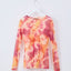 Original Print Mesh Long-Sleeve Top