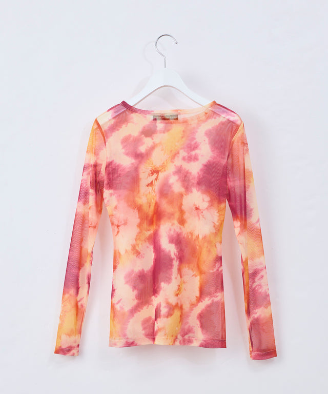 Original Print Mesh Long-Sleeve Top