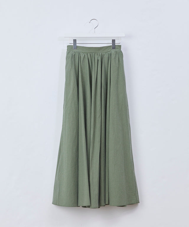 Gathered Cotton Flare Skirt