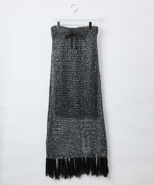 Mesh Sequins Knit Skirt
