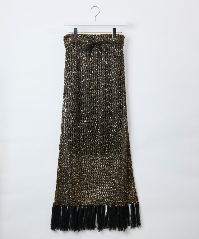 Mesh Sequins Knit Skirt