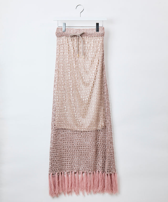 Mesh Sequins Knit Skirt
