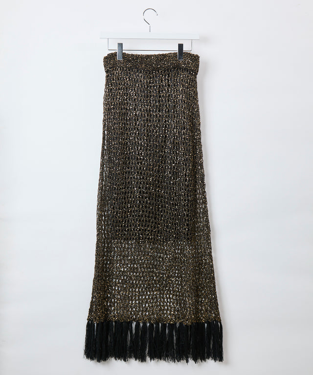 Mesh Sequins Knit Skirt