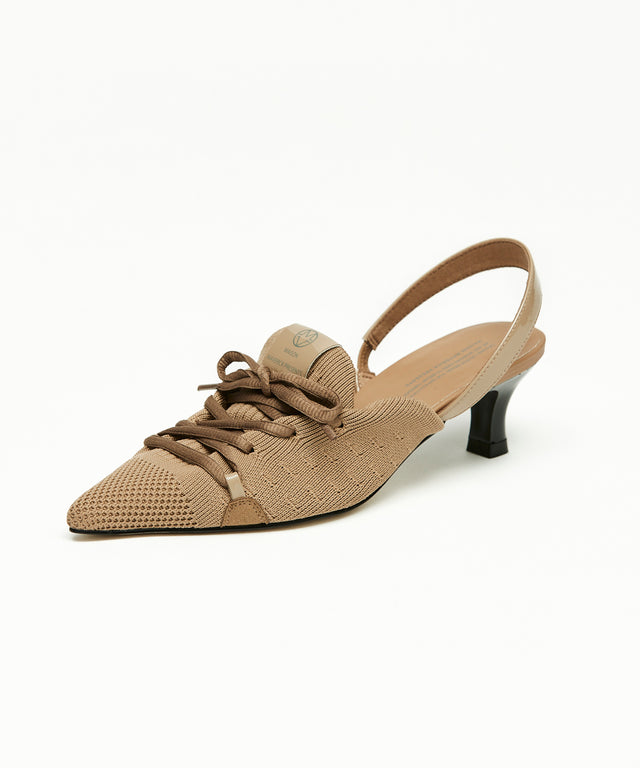 Knit Lace-Up Sneaker Heels