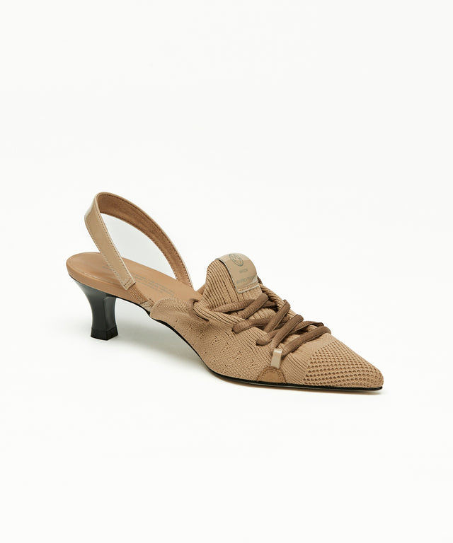 Knit Lace-Up Sneaker Heels