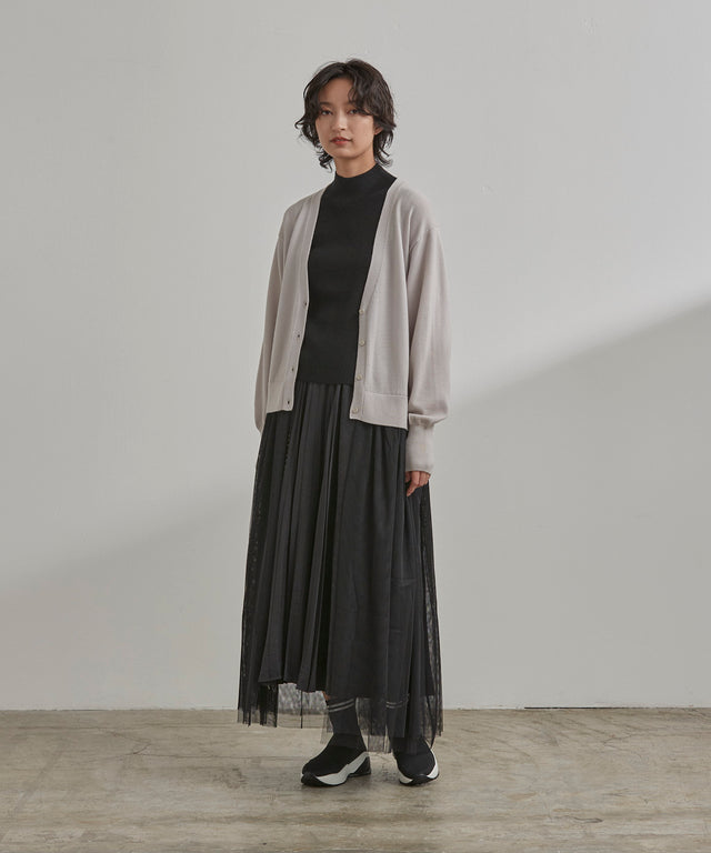 チュールコンビロングカーディガン-gray