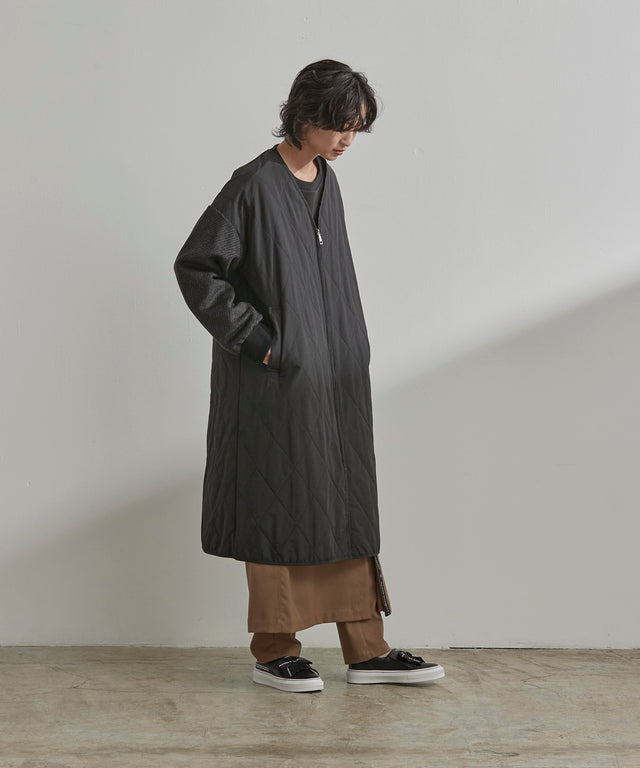 キルトロングコート-black